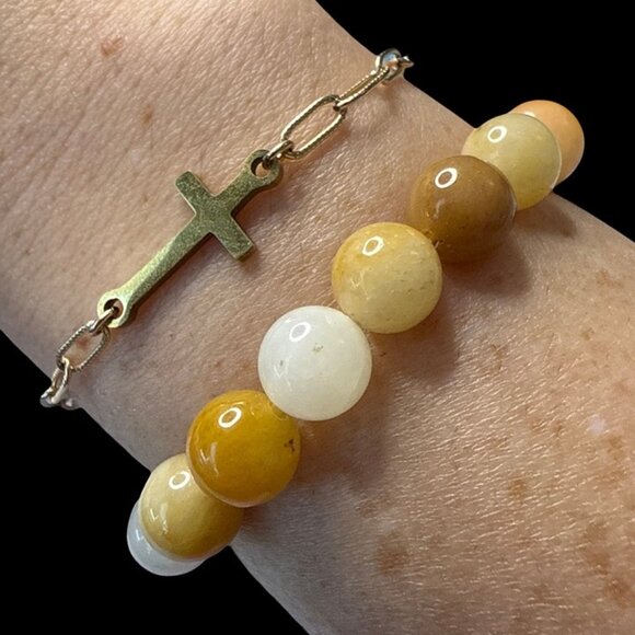 Yellow Aventurine Bracelet Jewelry crystal beaded accessories handmade boho NEW - Picture 4 of 10